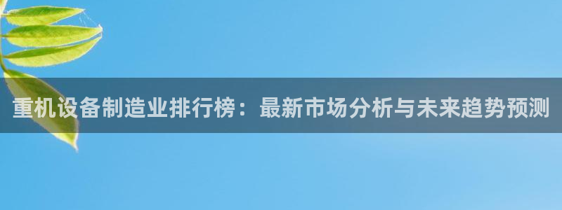 辉达娱乐多少年：重机设备制造业排行榜：最新市场分析与未来趋势
