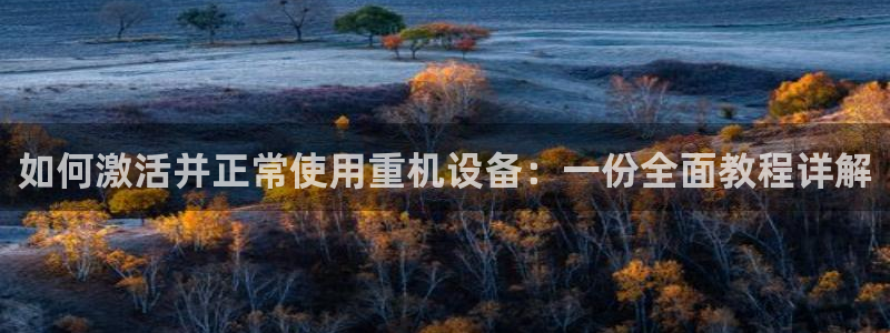 代理辉达娱乐：如何激活并正常使用重机设备：一份全面教程详解